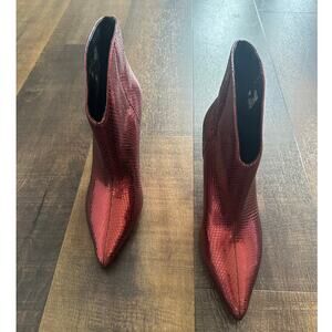 Marc Fisher Haylian Pointed Toe Snake Embossed High Heel Booties Size 7.5